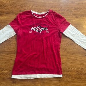 Tommy Hilfiger Pink with White Long Sleeve Shirt Small. Soft.
